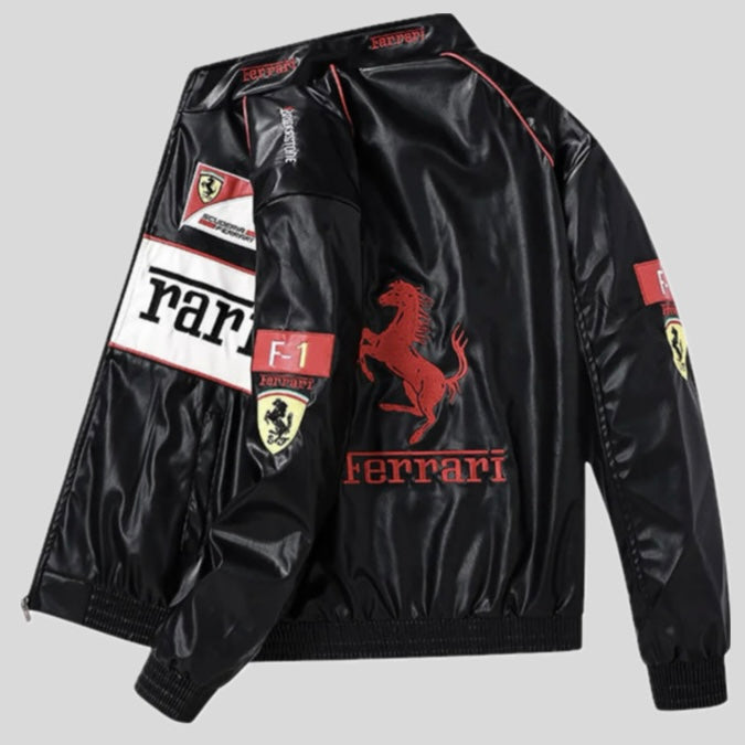 Ferrari Leather Racing Jacket - White & Red Editions