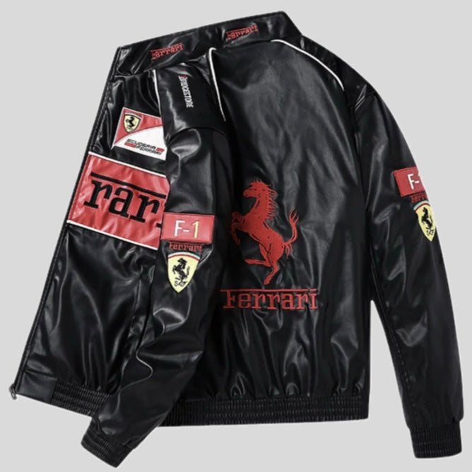 Ferrari Leather Racing Jacket - White & Red Editions