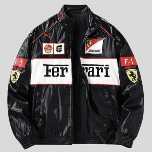 Ferrari Leather Racing Jacket - White & Red Editions